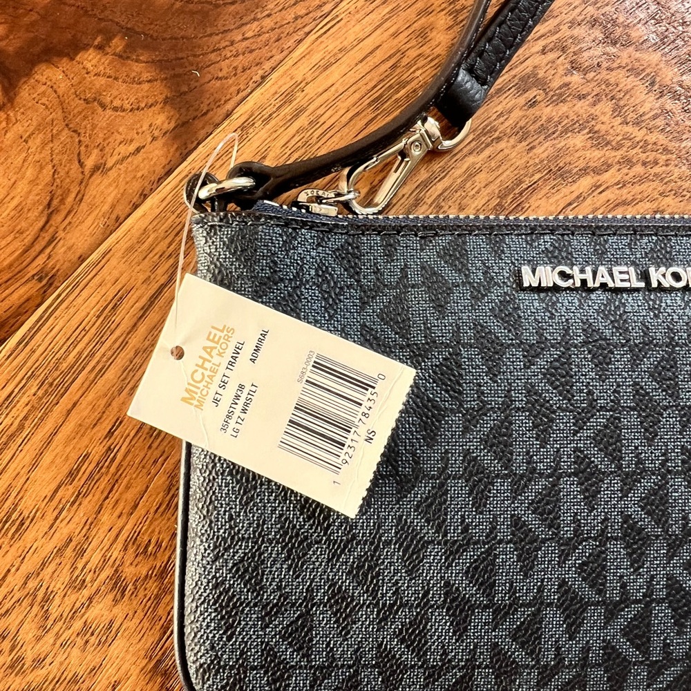 Michael Kors Black and Blue Monogram Wristlet - Picture 4 of 4